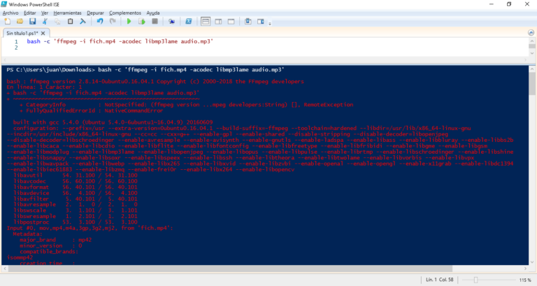 powershell script ffmpeg mp4 to avi scale